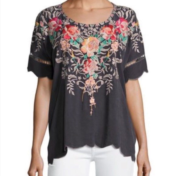 Johnny Was JENN BLOUSE BLK SIZE S - Picture 1 of 6